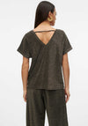 Vero Moda Roxanne Lurex V Neck Top, Black & Gold