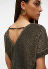 Vero Moda Roxanne Lurex V Neck Top, Black & Gold