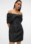 Vero Moda Sulle Bow Jacquard Mini Dress, Black