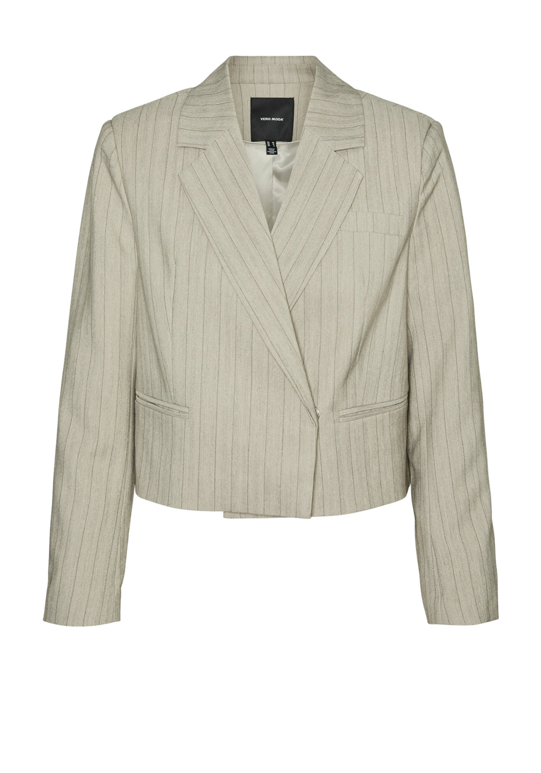 Vero Moda Eli Cropped Herringbone Blazer, Beige
