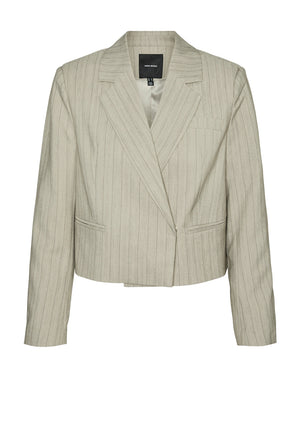 Vero Moda Eli Cropped Herringbone Blazer, Beige
