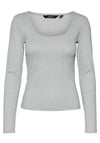 Vero Moda Cora Ribbed Glitter Top, Silver