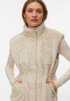 Vero Moda Poppy Faux Fur Gilet, Beige