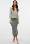 Vero Moda Gold Pinstripe Midi Pencil Skirt, Navy and White