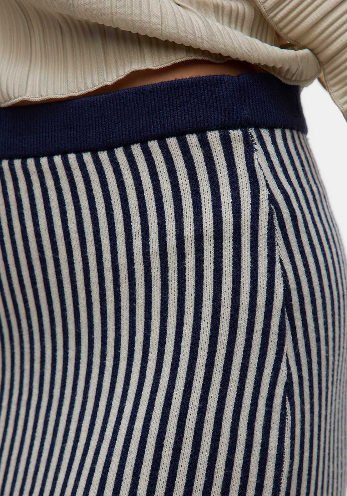 Vero Moda Gold Pinstripe Midi Pencil Skirt, Navy and White