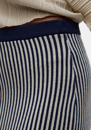 Vero Moda Gold Pinstripe Midi Pencil Skirt, Navy and White