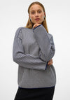 Vero Moda Gold Pinstripe High Neck Jumper, Navy