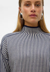 Vero Moda Gold Pinstripe High Neck Jumper, Navy