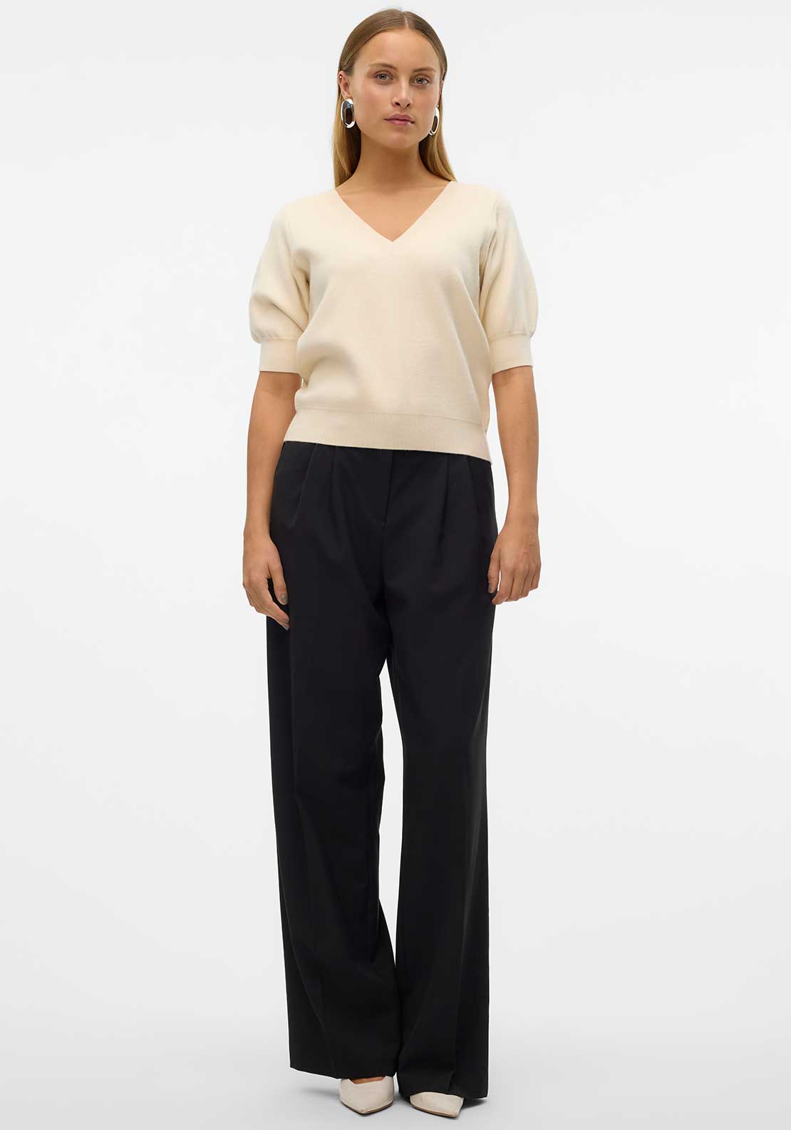 Vero Moda Gold Short Sleeve Jumper, Cream