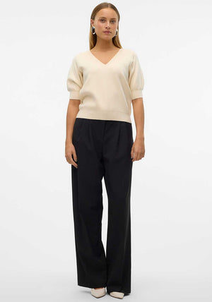 Vero Moda Gold Short Sleeve Jumper, Cream