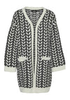 Vero Moda Coretta Chunky Knit Cardigan, Black and White