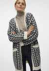 Vero Moda Coretta Chunky Knit Cardigan, Black and White