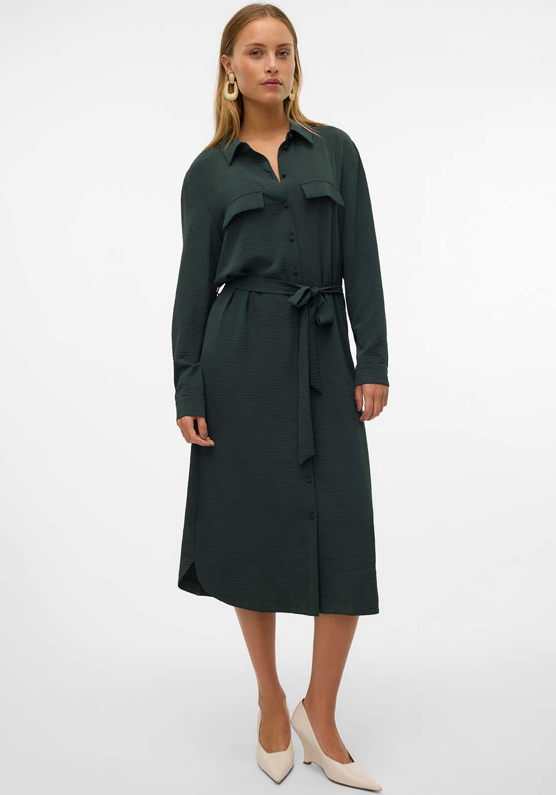Vero Moda Alva Midi Shirt Dress, Green