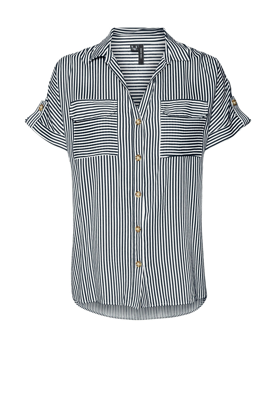 Vero Moda Bumpy Striped Short Sleeve Shirt, Navy