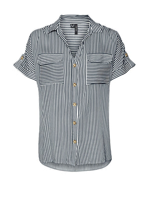 Vero Moda Bumpy Striped Short Sleeve Shirt, Navy
