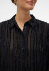 Vero Moda Hariet Fringe Stripe Shirt, Black