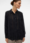 Vero Moda Hariet Fringe Stripe Shirt, Black