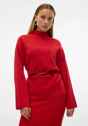 Vero Moda Gold High Neck Jumper, Red