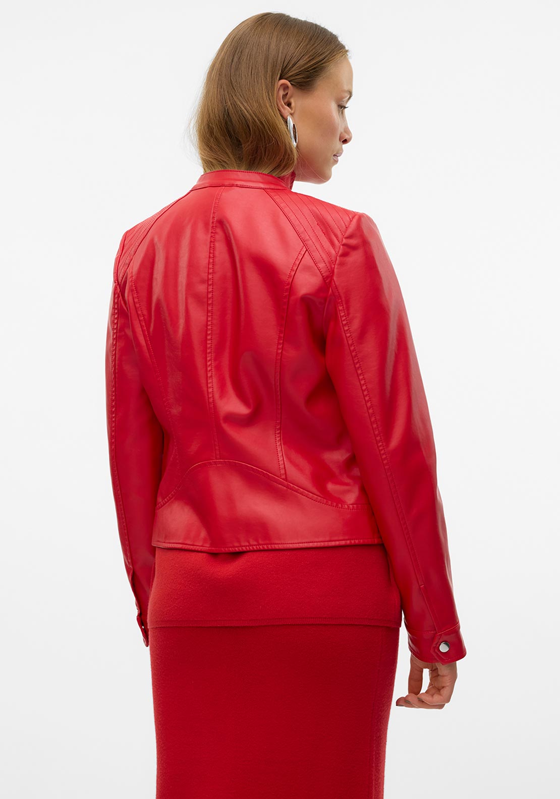 Vero Moda Favodream Faux Leather Jacket, Red