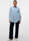 Vero Moda Vera Open Back Longline Shirt, Blue