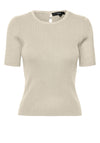 Vero Moda Dea Ribbed Short Sleeve Sweater, Cream