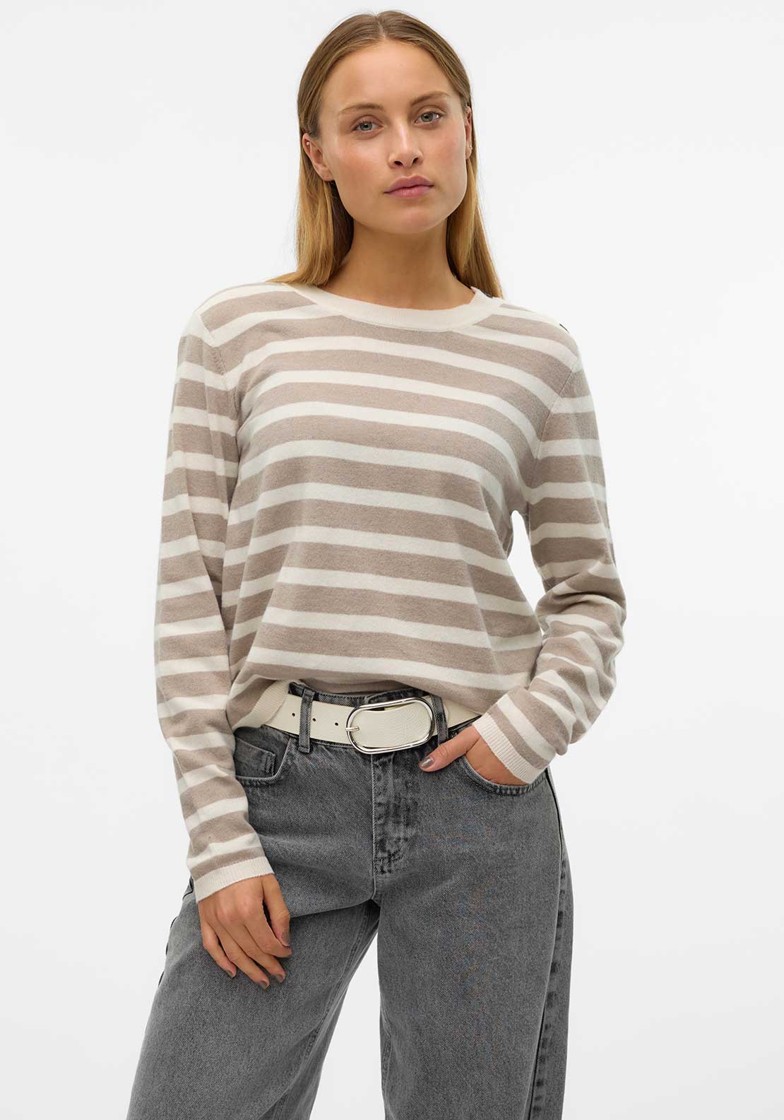 Vero Moda Fantastic Striped Sweater, Beige