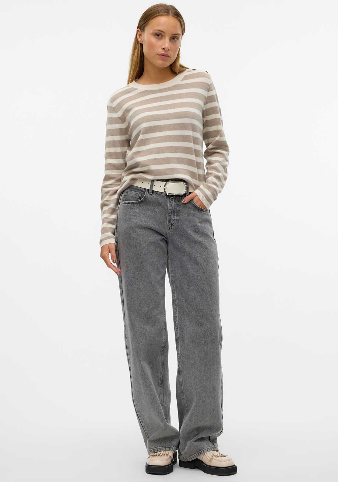 Vero Moda Fantastic Striped Sweater, Beige