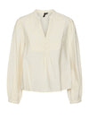 Vero Moda Kari Embroidered V Neck Blouse, Off White