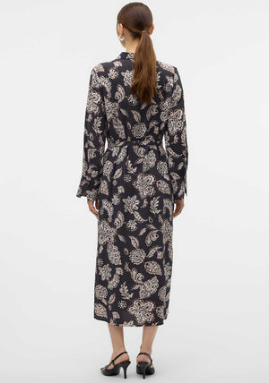 Vero Moda Josie Floral Print Shirt Dress, Black