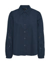 Vero Moda Kava Crochet Detail Shirt, Navy