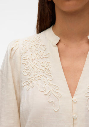 Vero Moda Louise Embroidered Blouse, Cream