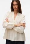 Vero Moda Louise Embroidered Blouse, Cream