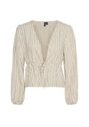 Vero Moda Mymilo Pinstripe Tie Front Blouse, Beige