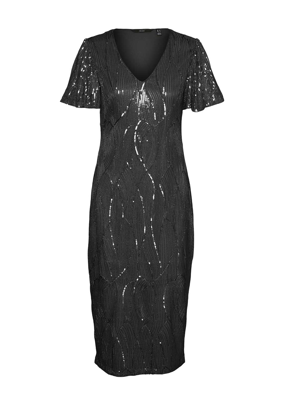 Vero Moda Sequin Dress Vero Moda Textured Sequin Bow Back Mini Dress In Black And Silver Vero Moda Sequin Dress Vero Moda Textured Sequin Bow Back Mini Dress In Black And Silver