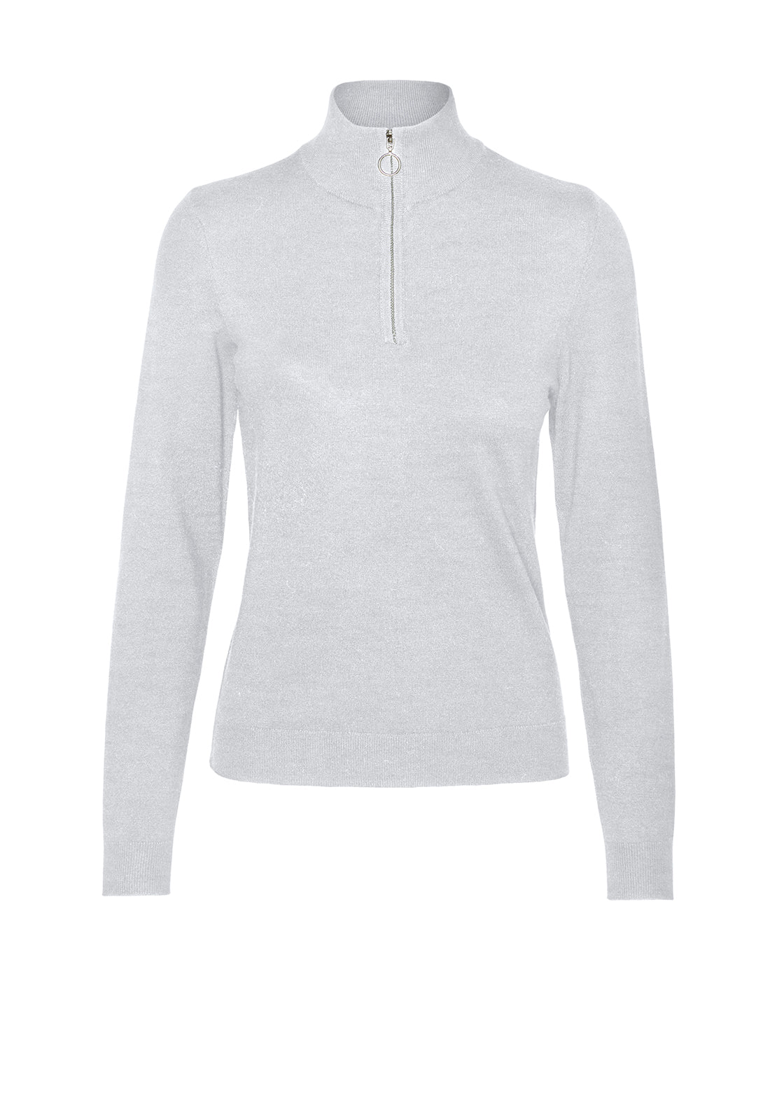 Vero Moda Happiness Zipped Pullover, Light Grey
