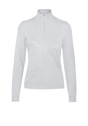 Vero Moda Happiness Zipped Pullover, Light Grey