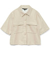 Vero Moda Dina Faux Leather Shirt, Beige