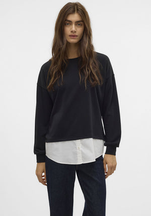 Vero Moda Yoyo Shirt Trim Sweatshirt, Black