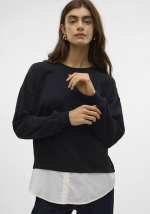 Vero Moda Yoyo Shirt Trim Sweatshirt, Black