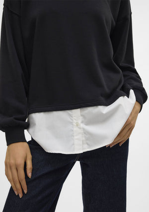 Vero Moda Yoyo Shirt Trim Sweatshirt, Black