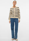 Vero Moda Amazing Striped Knit Cardigan, Cream