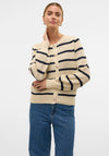 Vero Moda Amazing Striped Knit Cardigan, Cream