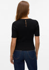 Vero Moda Dea Ribbed Short Sleeve Sweater, Black