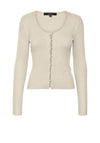 Vero Moda Dea Ribbed Buttoned Cardigan, Cream