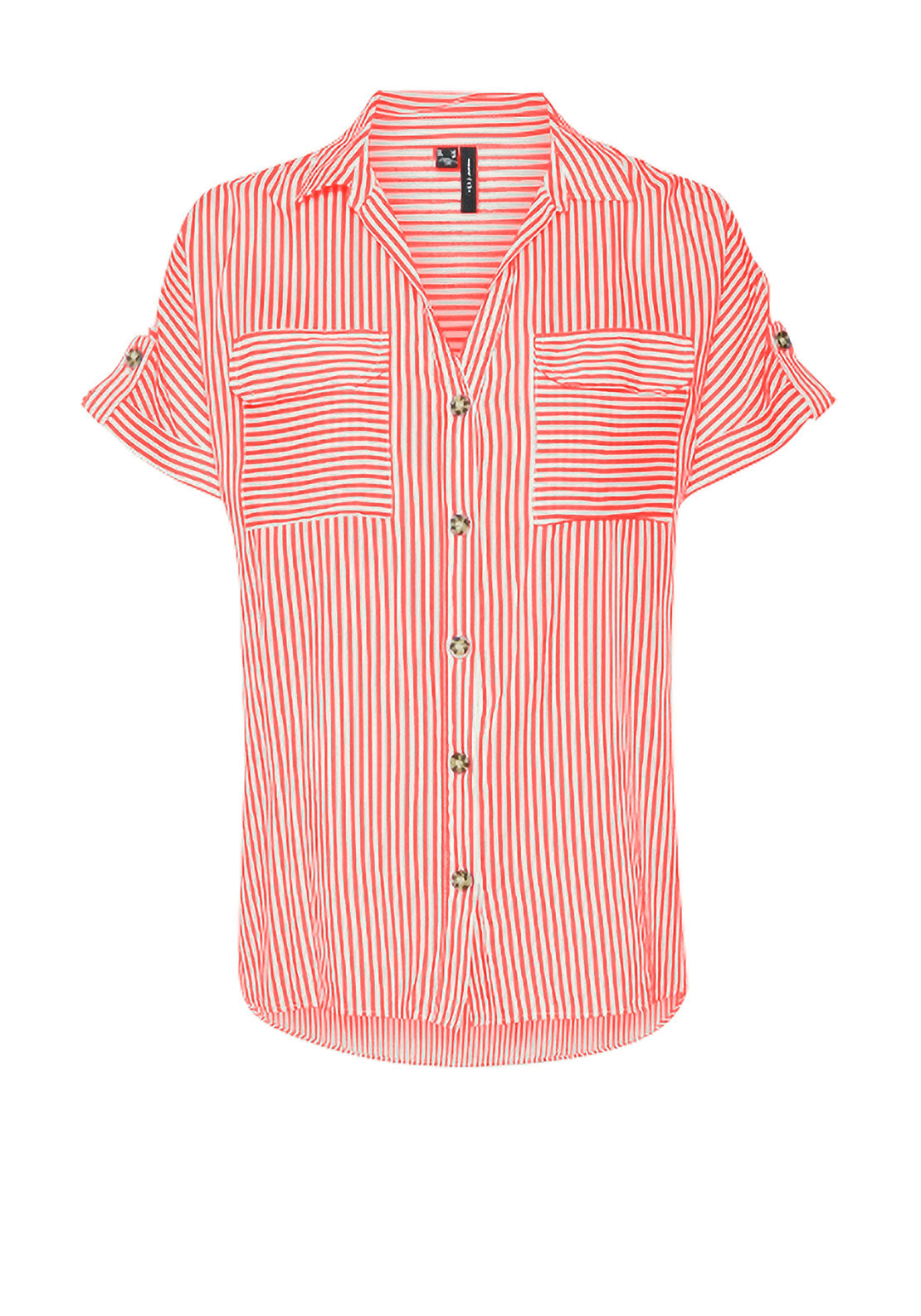 Vero Moda Bumpy Striped Short Sleeve Shirt, Red