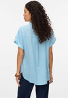 Vero Moda Bumpy Striped Short Sleeve Shirt, Blue