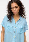 Vero Moda Bumpy Striped Short Sleeve Shirt, Blue