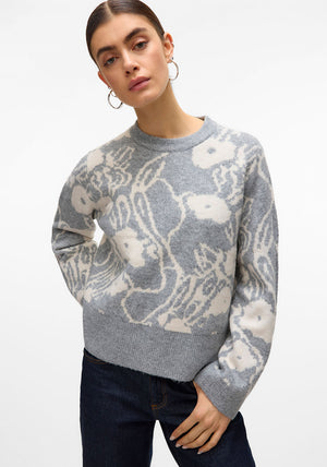Vero Moda Kaila Patterned Knit Jumper, Grey