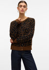 Vero Moda Newkai Leopard Knit Cardigan, Brown