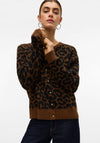 Vero Moda Newkai Leopard Knit Cardigan, Brown